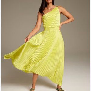 nwt white house black market satin pleated one shoulder dress 4